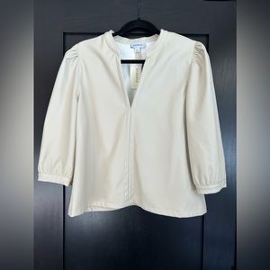 Evereve Ryann Faux Leather Top, Bone, Women’s Size Large